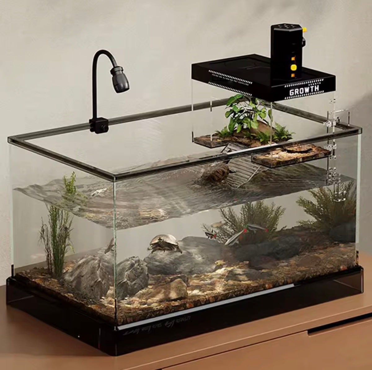 Reptile: Pet Turtle Basking Area With Ramp and Lamp 20 cm x 14 cm