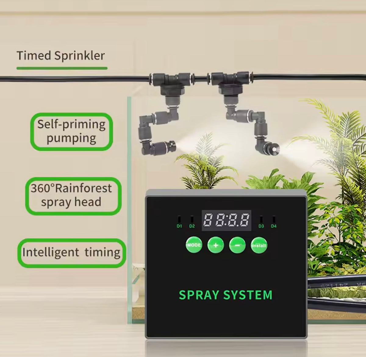 Reptile Humidification Intelligent Sprayer System Kit