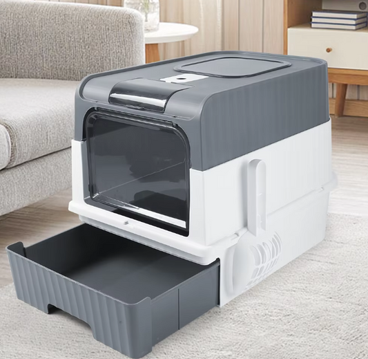 Odor-Resistant Fully Enclosed Cat Toilet with Litter Scoop